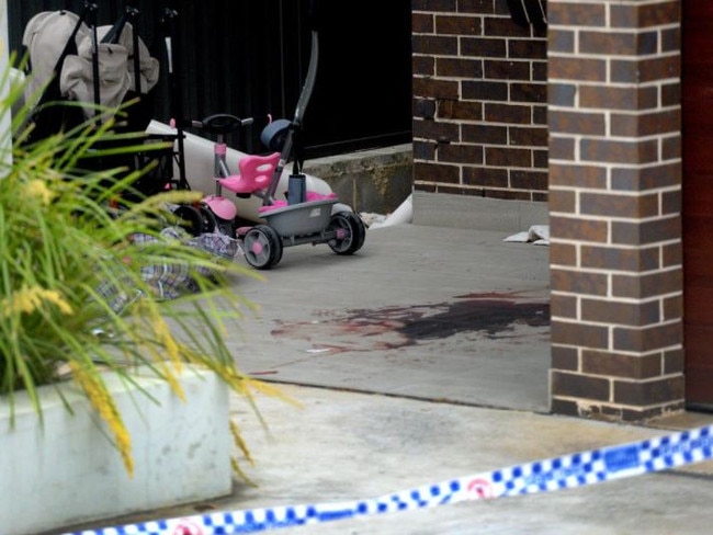 The bloodied crime scene where Hamzy stumbled after being shot. Picture: Jeremy Piper