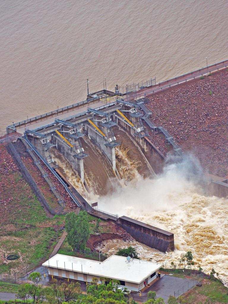 Townsville floods. Ross River Dam from a helicopter. Picture: Zak Simmonds