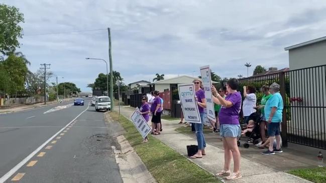 Nurses at Glenella Care rallying over pay and condition disputes.