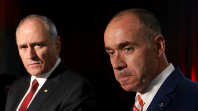 NAB Chairman Ken Henry and CEO Andrew Thorburn were singled out for special criticism by Hayne report. Picture: David Geraghty/The Australian.