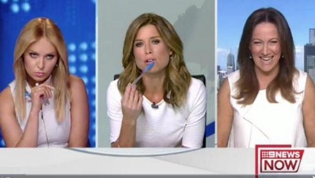 The three women were all dressed in white right before going to air.
