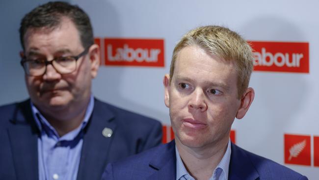 Chris Hipkins (R) and Minister Grant Robertson at the Labour Party Congress in Wellington. Picture: Getty Images.