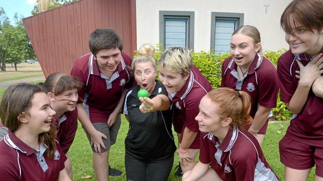 DRAMA FUN: Taia Bradey, Elizabeth Morrow, Conner Williamson, Amanda Hock, Cate Hanna, Chloe Underwood, Nakita Gilliland and Maddi Good. Picture: Jann Houley