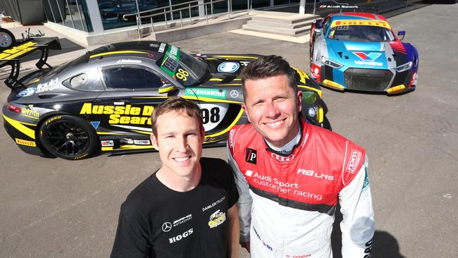 Supercars drivers David Reynolds and Garth Tander at The Bend Motorsport Park. Picture: Tait Schmaal