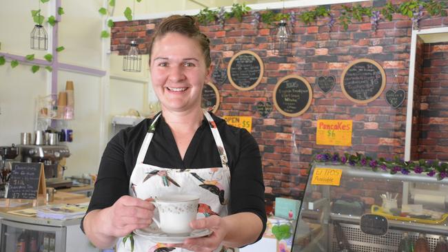 Young business owner Anita Blanch at The Jacaranda Tearooms, which she owns with business partner Nick Blanch, in Proston.