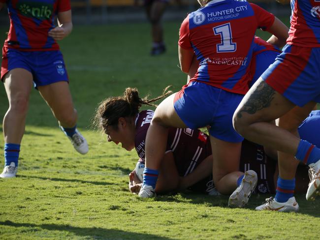 Araiterangi Karaitiana crashes over to score. Picture: Warren Gannon Photography