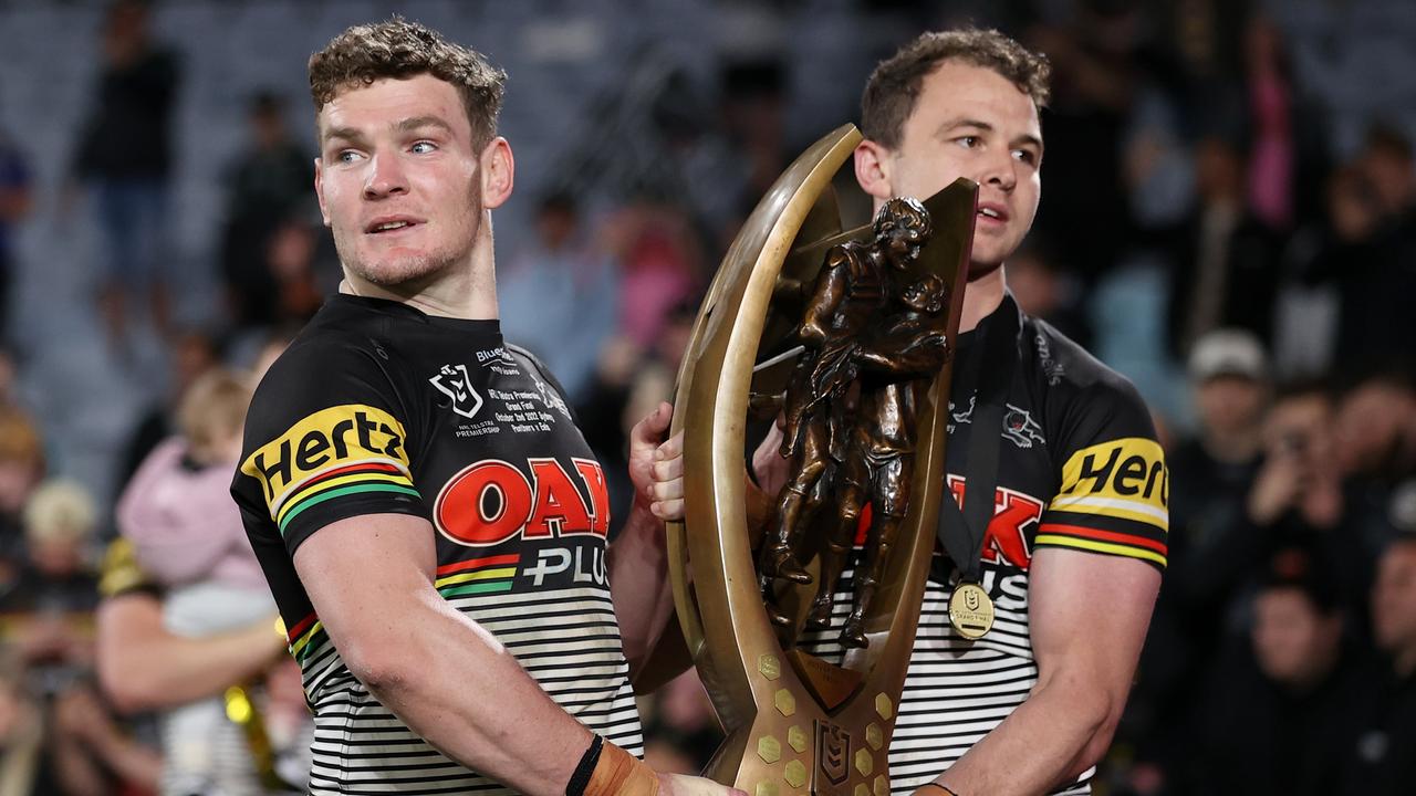 Liam Martin (left) will remain at Penrith for at least another two seasons. Picture: Cameron Spencer/Getty Images