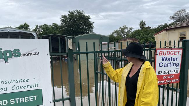 Catherine Hardy's truck yard has been flooded. Picture: Annie Lewis