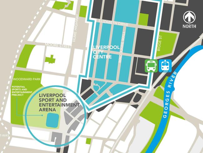 A birds-eye of Woodward Park Liverpool plan with the proposed stadium