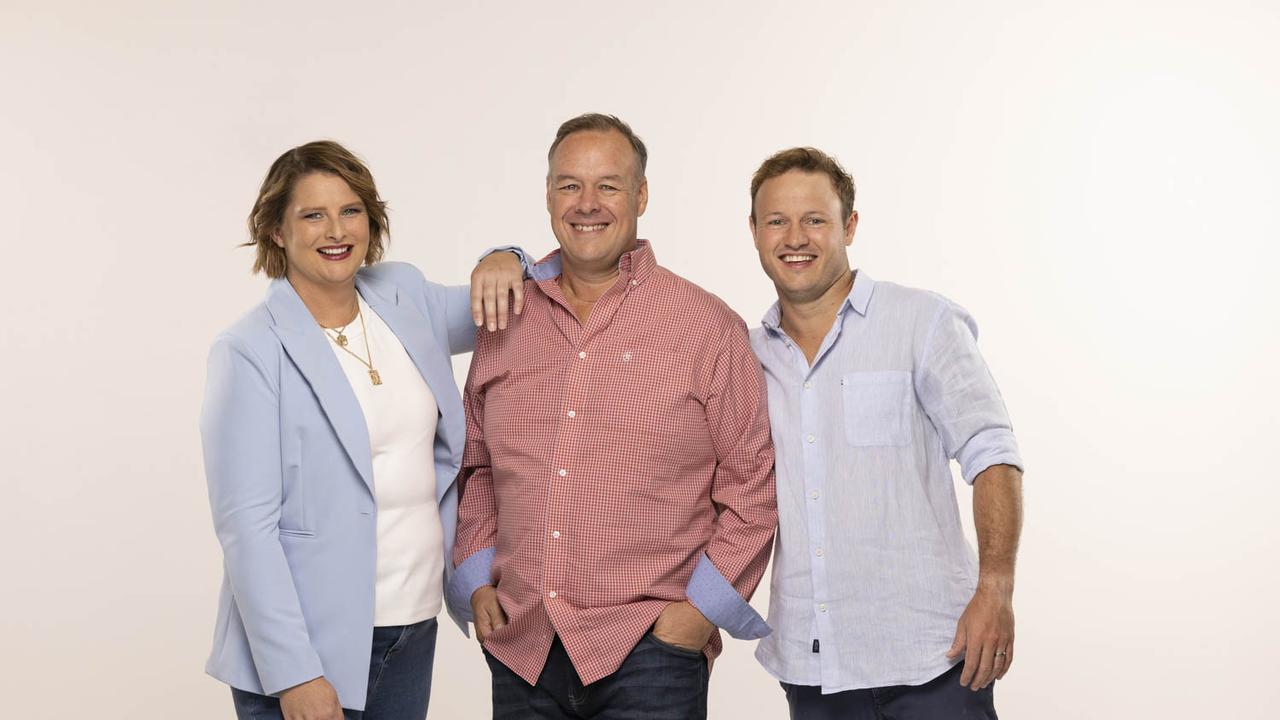 The Rush Hour with Leisel, Liam and Dobbo hosts Leisel Jones, Ben 'Dobbo' Dobbin and Liam Flanagan. Photo: Supplied.