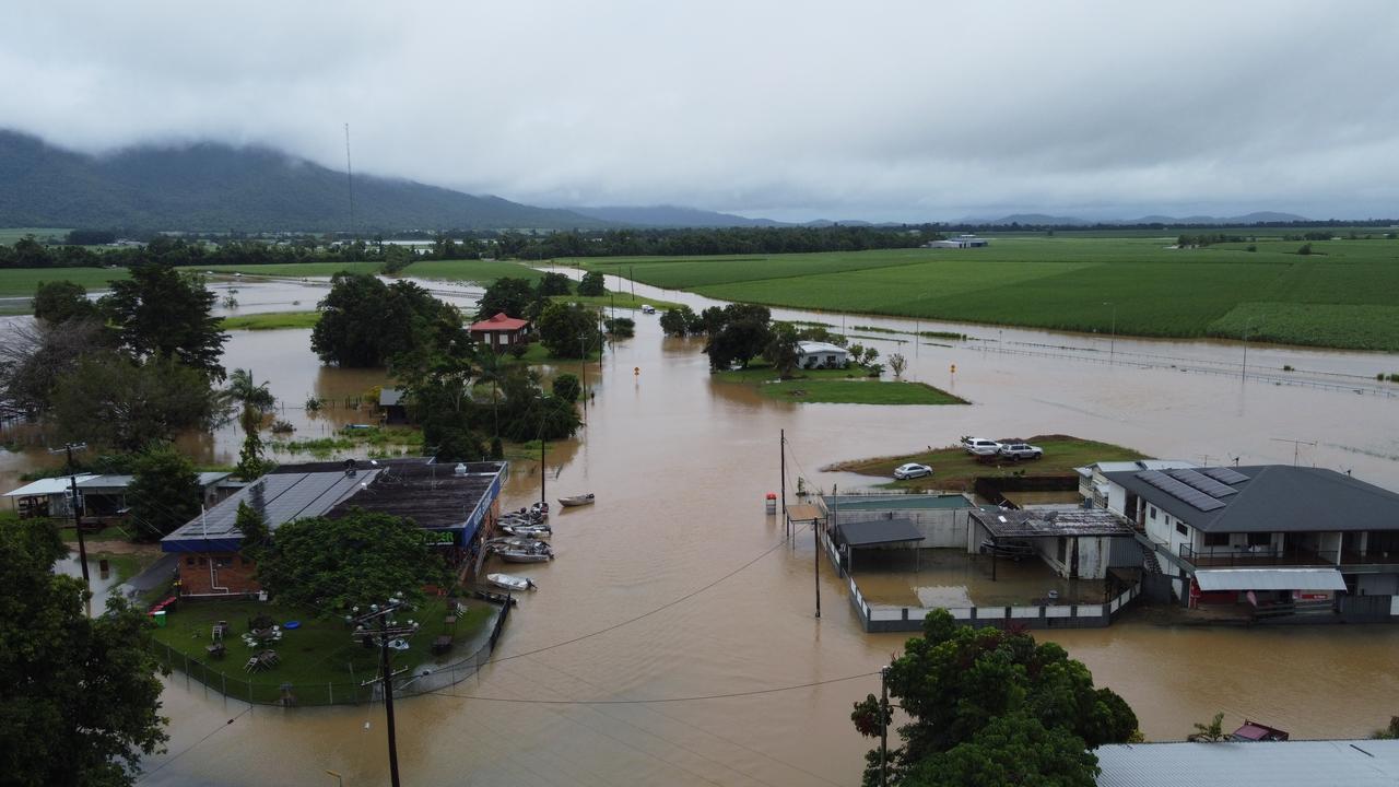 Flooding at the Euramo Hotel with locals traveling by boat for a drink. Photo: Tori Muzic