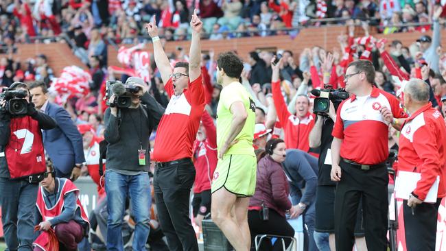 Josh Carr celebrates premiership glory. Picture: Dean Martin/AAP