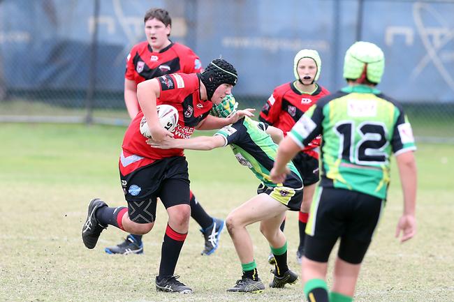 A Rugby League Gold Coast junior gala day at Burleigh Bears Junior Rugby League Club. Under 14s. Mudgeeraba vs Helensvale. 5 September 2021 Miami Picture by Richard Gosling
