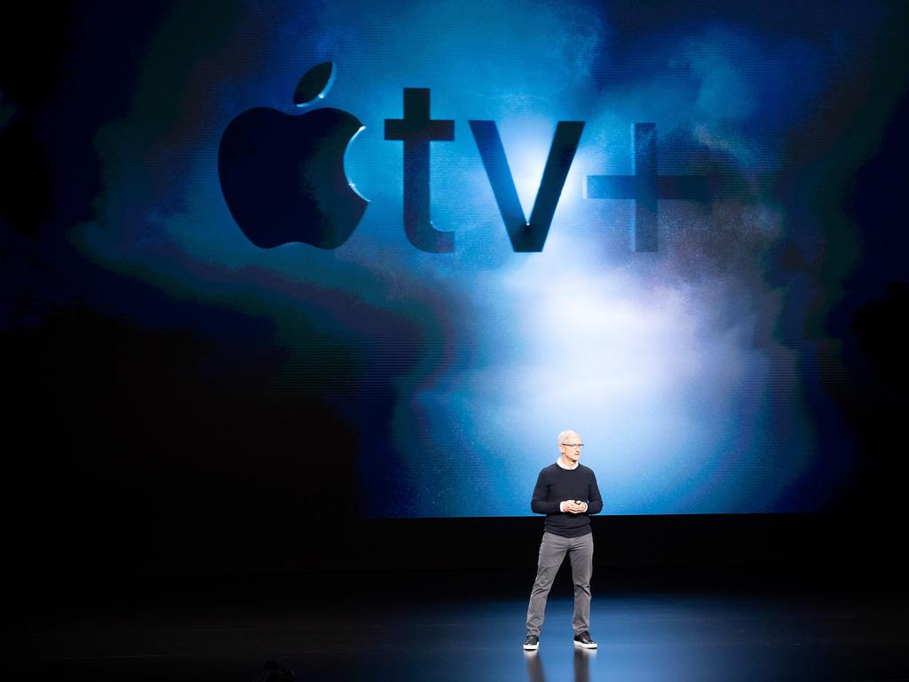 Apple CEO Tim Cook introduces Apple TV+ during a launch event at Apple headquarters on March 25, 2019, in Cupertino, California. Picture: Noah Berger