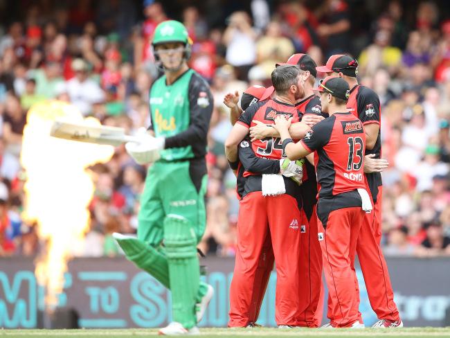 Glenn Maxwell trudges off after his short-lived innings during the collapse.