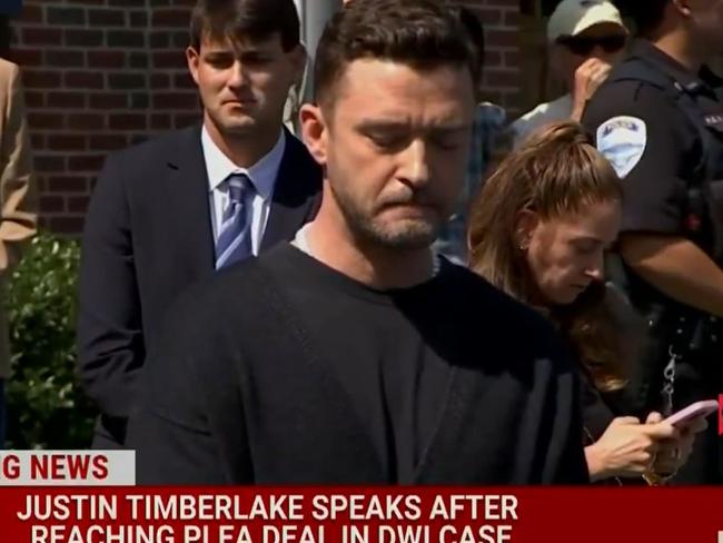 Timberlake outside court in New York in September.