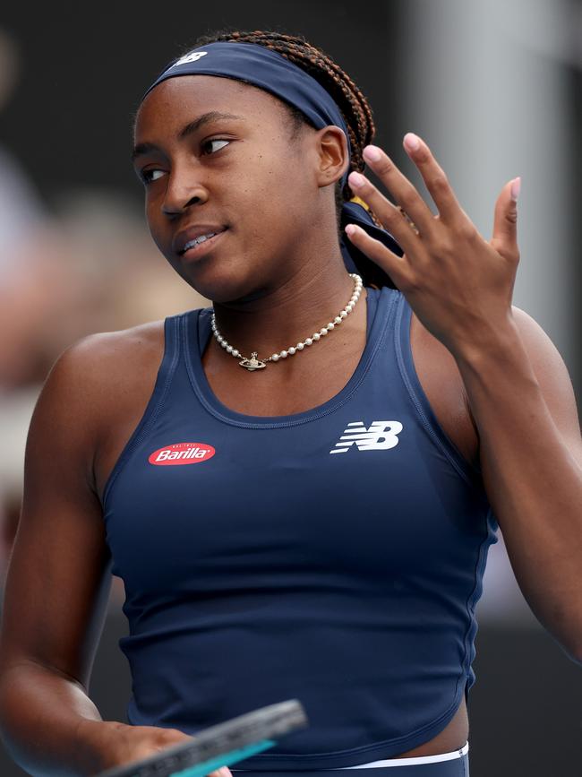 Gauff couldn’t believe what she had seen. (Photo by Phil Walter/Getty Images)