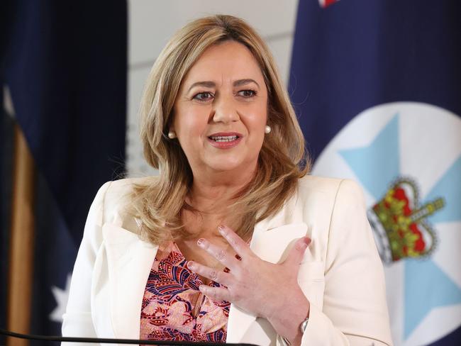 Premier Annastacia Palaszczuk announcing her retirement from politics, 1 William Street, Brisbane. Picture: Liam Kidston