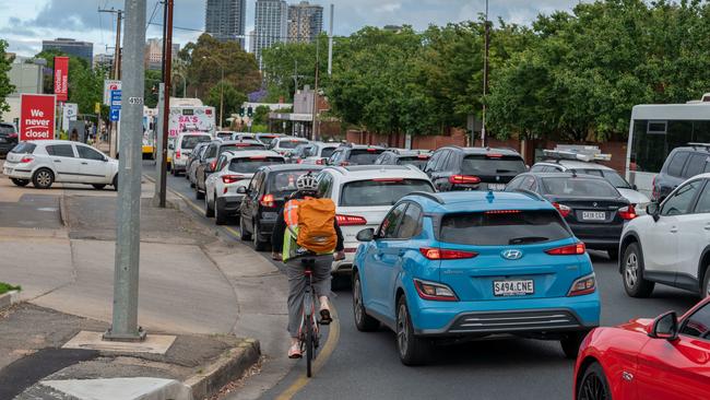 Certainties in life are death, taxes and Adelaide 500 traffic snarls. Picture: Ben Clark