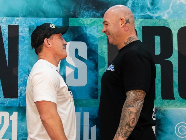 Paul Gallen and Lucas Browne face off at WIN Stadium. Photo: Narelle Spangher, TSE