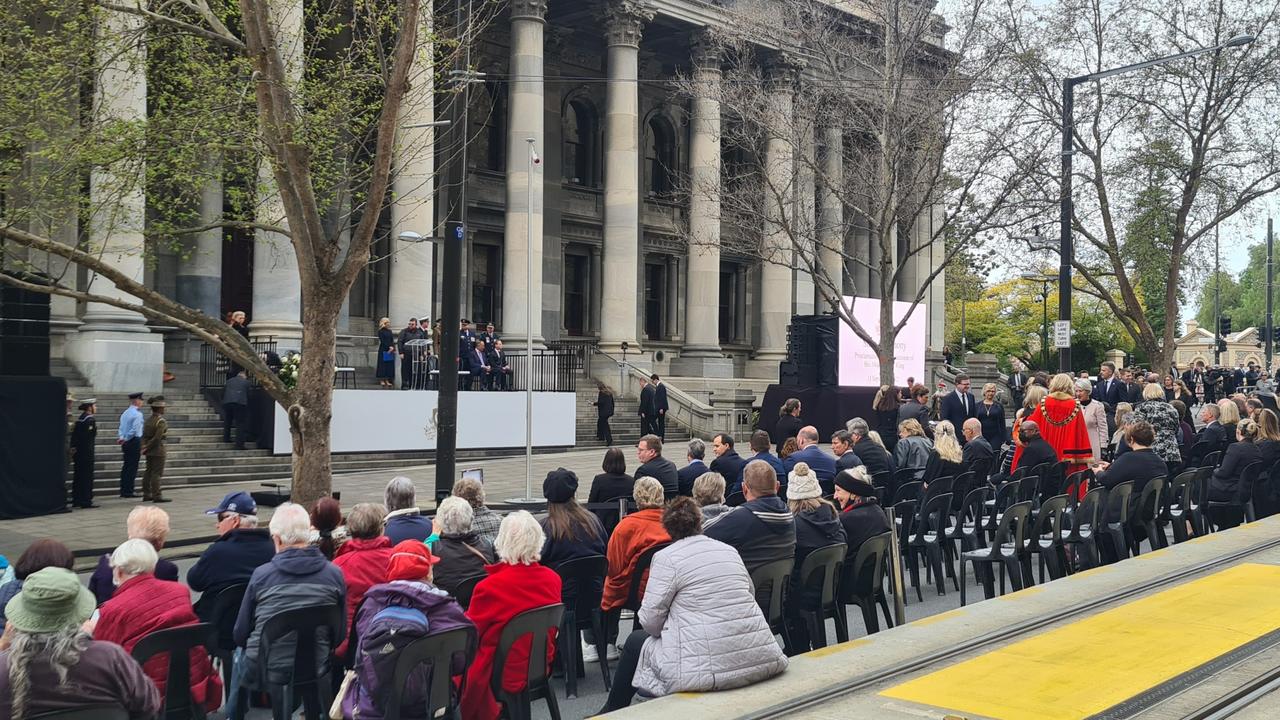 Proclamation of the ascension of King Charles III at Parliament House, North Terrace, Adelaide. Picture: Andrew Hough