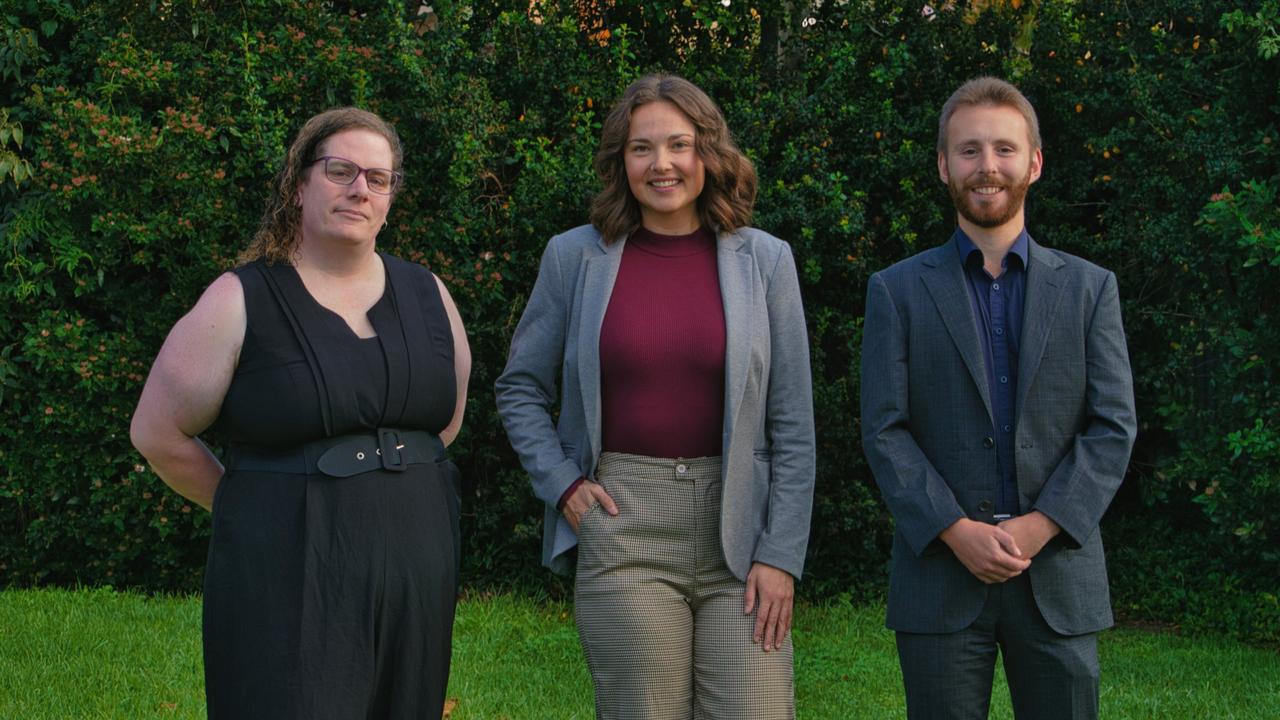 The Greens’ Geelong council candidates: Maddie Slater, Emilie Flynn and Joey Nicita. Picture: Supplied.