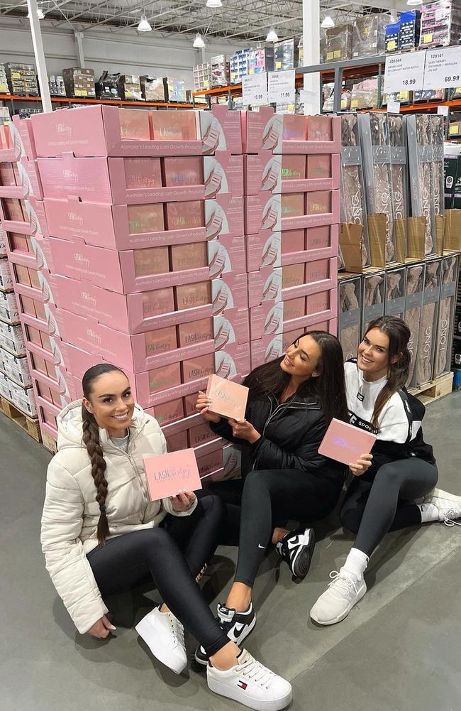 Lauren Rugolo, 27, Emma Spiliopoulos, 27 and Jessica Arthur, 26, celebrating their recent Costco deal. Picture: Supplied