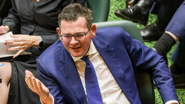 Daniel Andrews before Treasurer Tim Pallas hands down the state budget in Parliament House. Picture: Ian Currie/NCA NewsWire