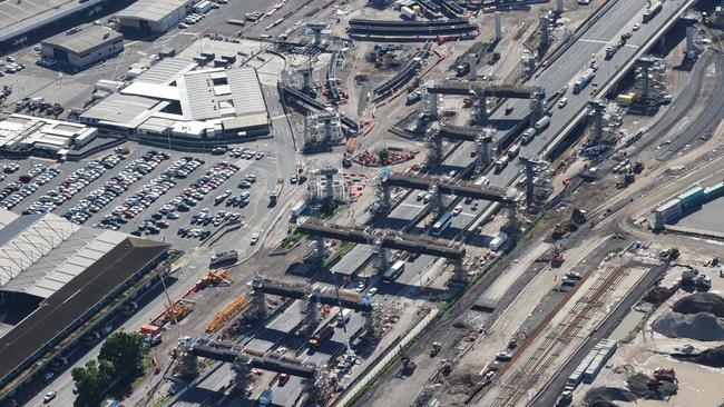 The 2km elevated road over Footscray Rd is well underway. Picture: David Caird