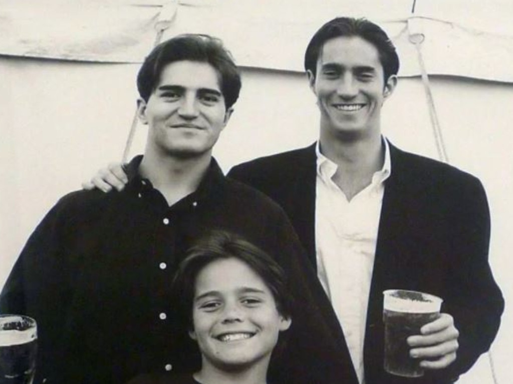 Pippa’s husband James Matthews (far right) with brothers Spencer (front) and Michael (left) who died in an accident on Mount Everest in 1999. Picture: Michael Matthews Foundtaion