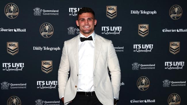 Nathan Cleary opted for a white jacket. Picture: Chris Hyde/Getty Images