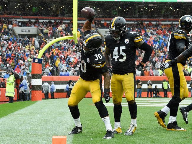 James Conner runs in one of his two touchdowns against the Browns. Picture: Getty