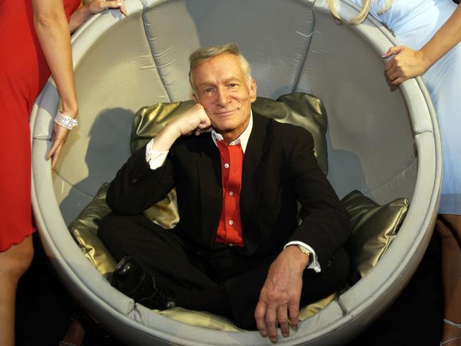 Hugh Hefner during The Palms Casino Celebrates Playboy’s 50th Anniversary With Private Reception At Ghost Bar at The Palms Casino Resort in Las Vegas, Nevada. Picture: Getty