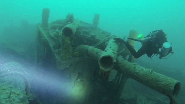 Divers at the wreck of the City of Rayville in 2013. Picture: YouTube