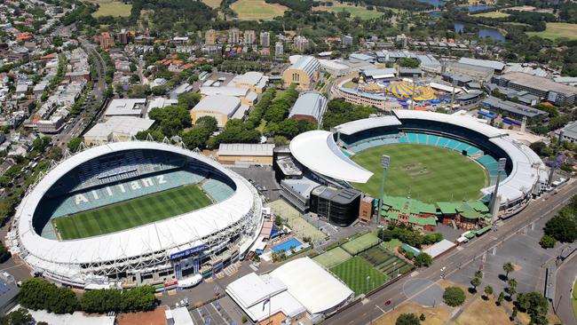 Allianz Stadium and the Sydney Cricket Ground general view from the air .Picture Gregg Porteous