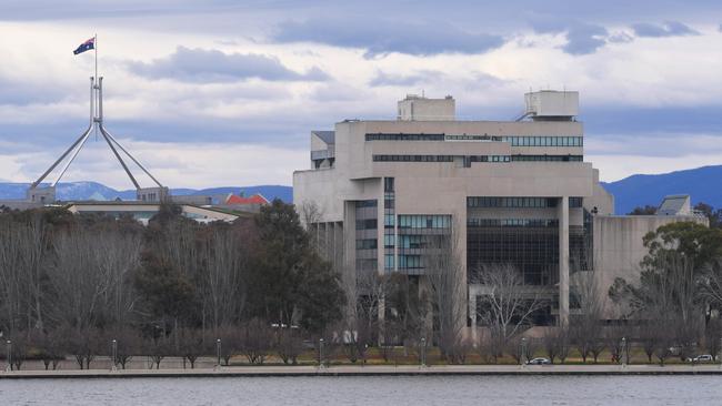 The High Court building on the shore of Lake Burley Griffin in Canberra. Picture: AAP