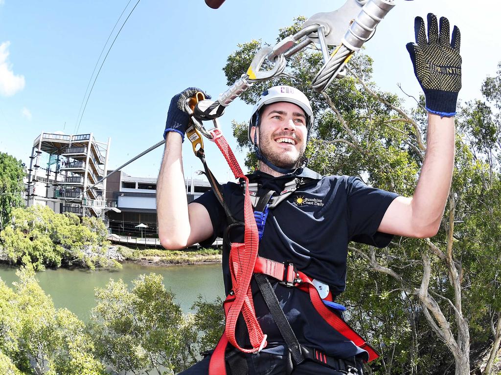 official opening of the much-anticipated Next Level Australias largest high ropes course located on Cornmeal Creek at Sunshine Plaza. Picture: Patrick Woods.