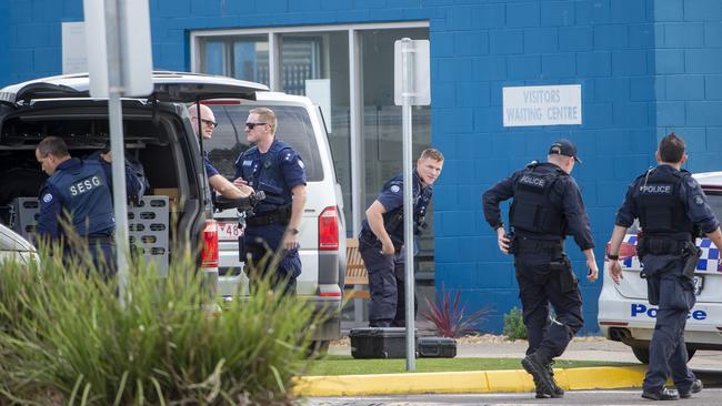 Police at Port Phillip Prison, where Pollard died. File image: Jay Town