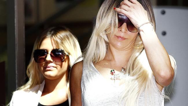 Daughter Brittany with her mum after facing speeding charges at Melbourne's Magistrate Court. Picture: Paul Loughnan