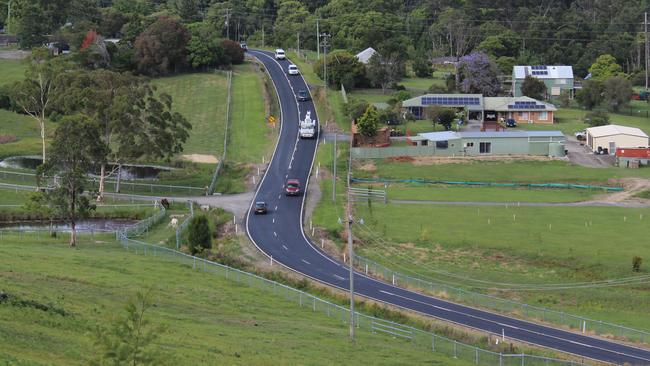 Coffs Harbour City Council has confirmed there will be interim works to reduce the length of the overtaking lane on this stretch of Coramba Road. Photo: Tim Jarrett