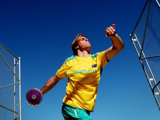 Callum Sutton pictured at Adcock Park Friday 19th July 2019.Callum took out the under-20 discus title at the recent Oceania champs.(AAP Image/Sue Graham)