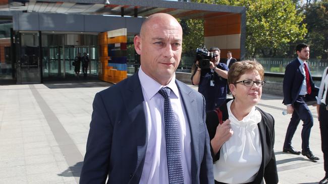 Darren Whereat, from ANZ, leaves the Federal court in Melbourne.