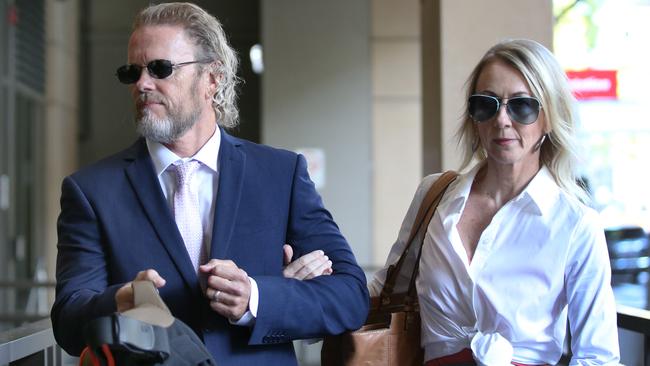 Australian actor Craig McLachlan and partner Vanessa Scammell arrive at the Melbourne Magistrates Court in March. Picture: AAP