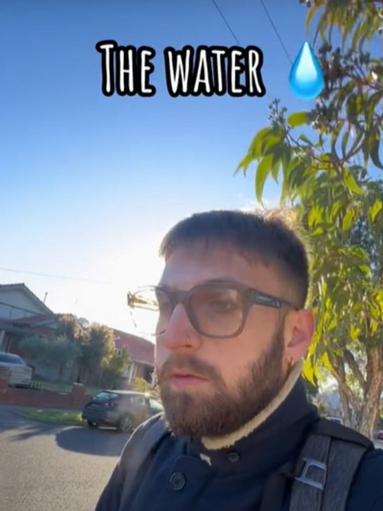 He was shocked by how good the water in Melbourne tastes. Picture: TikTok/beaugoespro