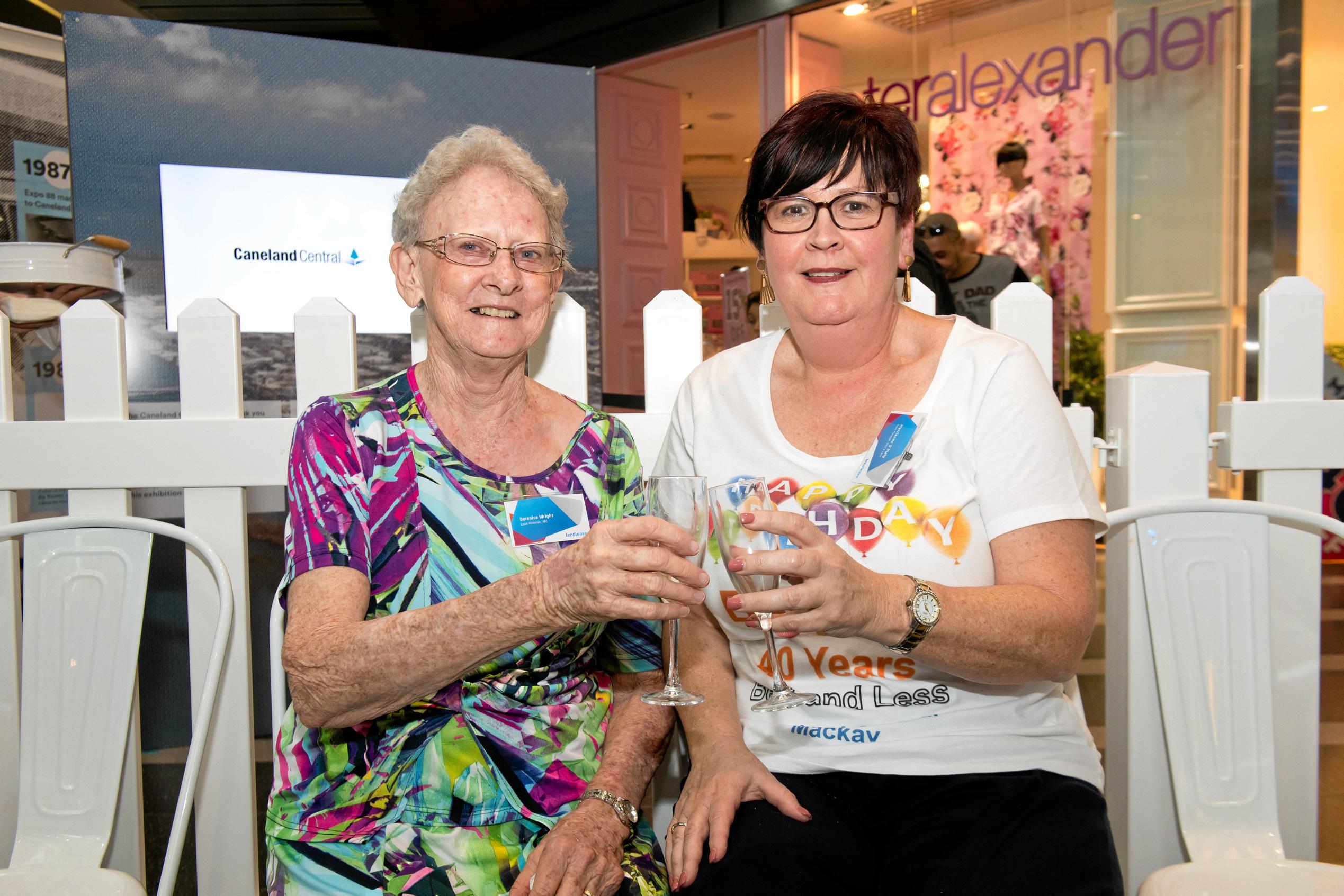 Bernice Wright and Marianne O'Rielly enjoy the Caneland Central 40th birthday celebrations. Picture: Emma Murray