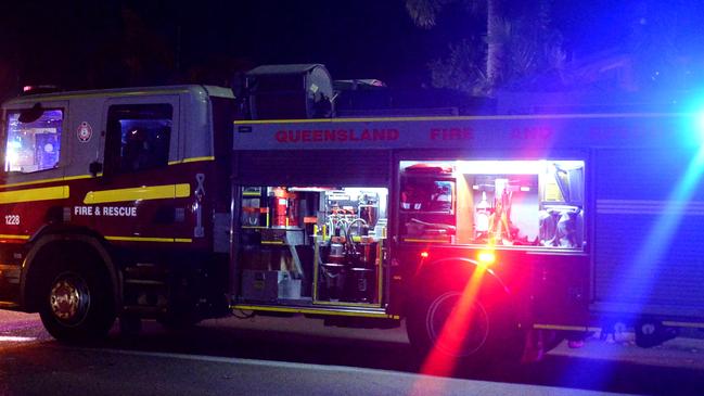 Generic Emergency services, Queensland Fire and Rescue, QFES; house fire at night