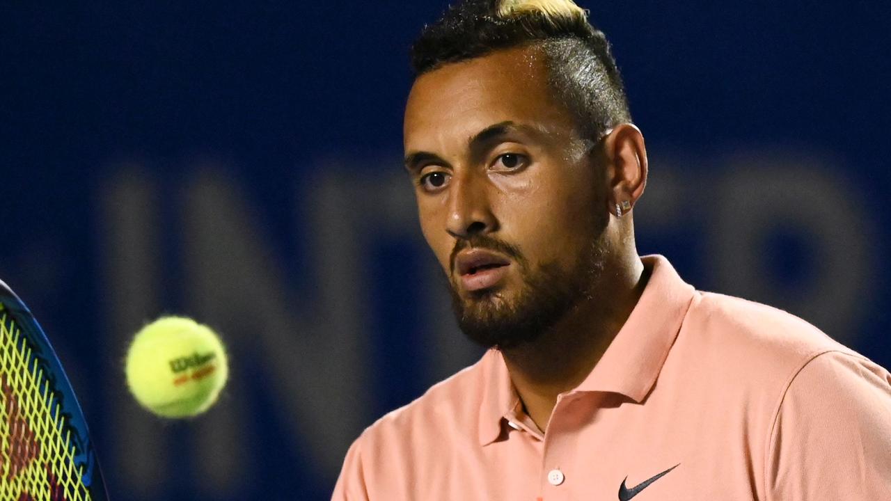 Kyrgios didn’t seem too upset about his recent break-up. (Photo by PEDRO PARDO / AFP)