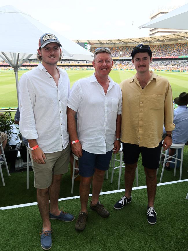Socials at First Test, Australia v Pakistan at the Gabba. Tom, Kev and Pat Bourke Thursday 21st November 2019 (AAP Image - Richard Waugh
