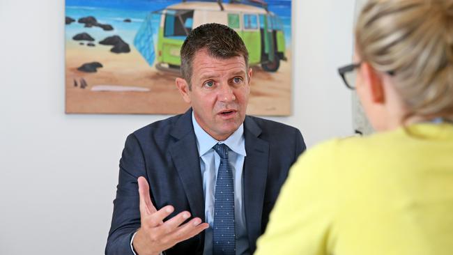 Member for Manly & NSW Premier Mike Baird speaks to Manly Daily reporter Alison Marks about amalgamation, following Warringah Council's claims that the KPMG report is full of misleading figures over-estimating the benefit of a merger. Picture: Troy Snook