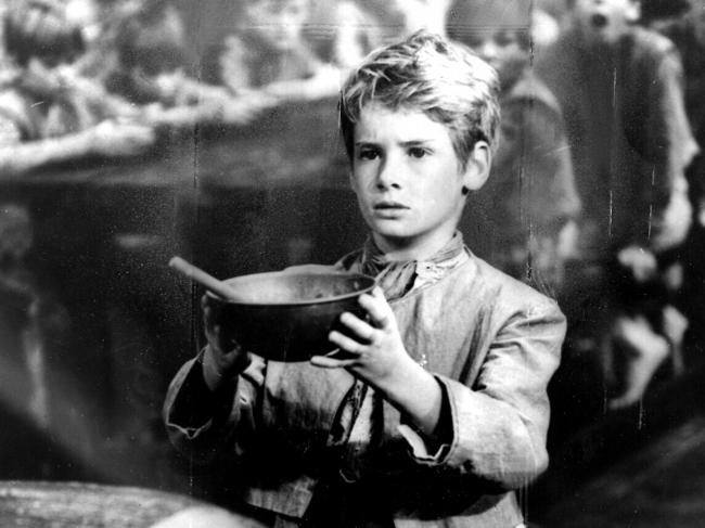 Actor Mark Lester in scene from 1968 film 'Oliver', the story of Oliver Twist. Pic UPI.